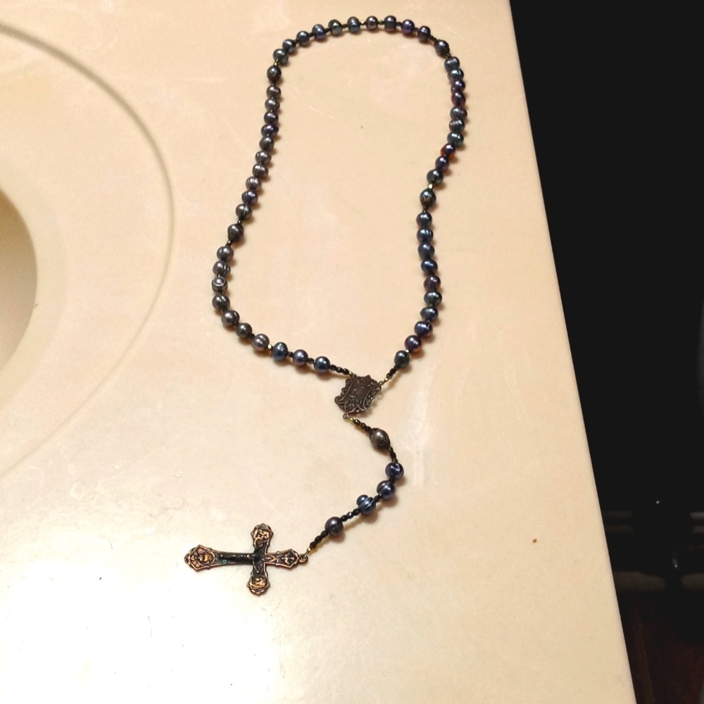 Tahitian black pearl rosary